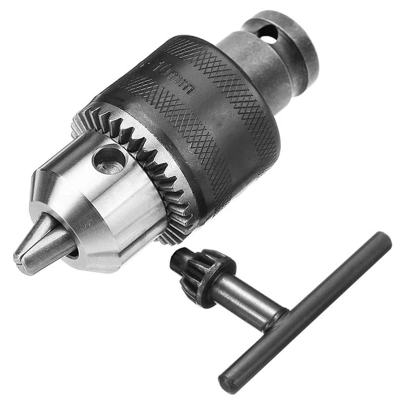 Unique! 1.5-10mm 1/16 Inch - 3/8 Inch Capacity Key Drill Chuck Wrench Converter 1/2 Inch Socket Square Female Adapter