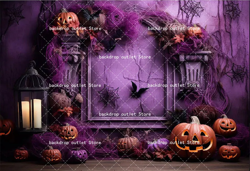 Mehofond outono roxo halloween fotografia cenários horror abóbora família festival morcego vela balão decoração fundo prop