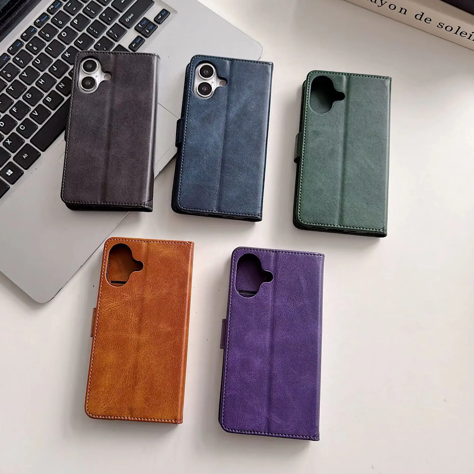 Flip Wallet PU Leather Phone Case For iPhone 17 E 16 15 14 13 12 11 Pro Max Plus Card Slot Bracket Business Matte Protect Cover view 6