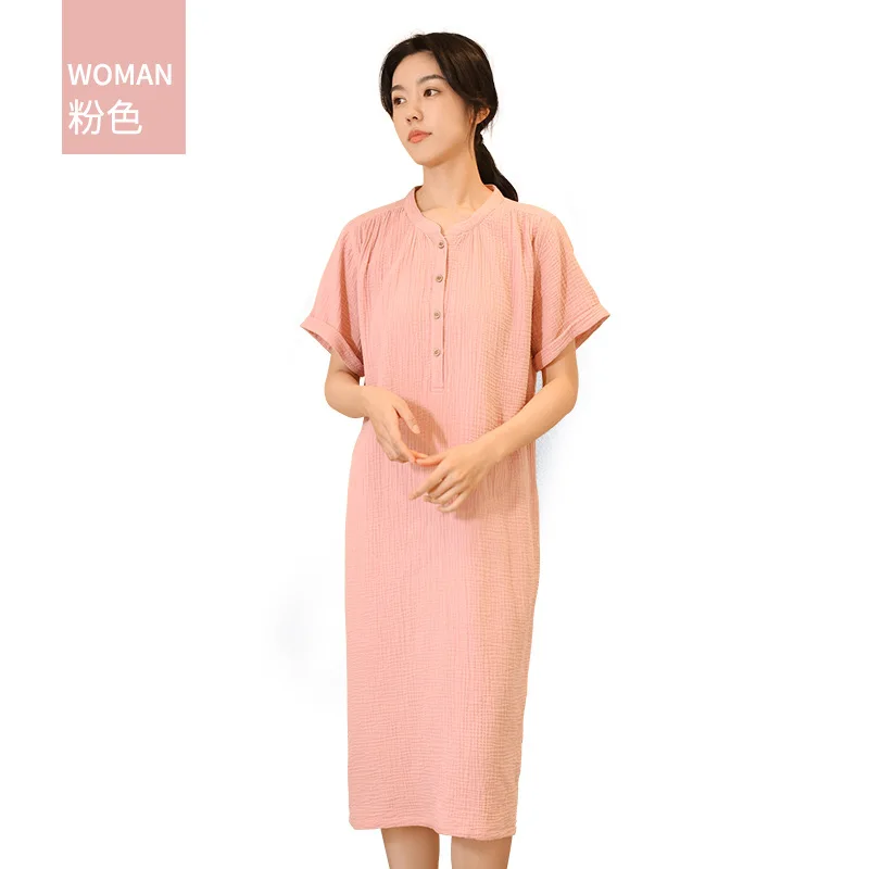 Fdfklak Night Dress Women Summer New Short Sleeve Nightgown Lingere 100% Cotton Feamle Comfortable Out Wear Homewear