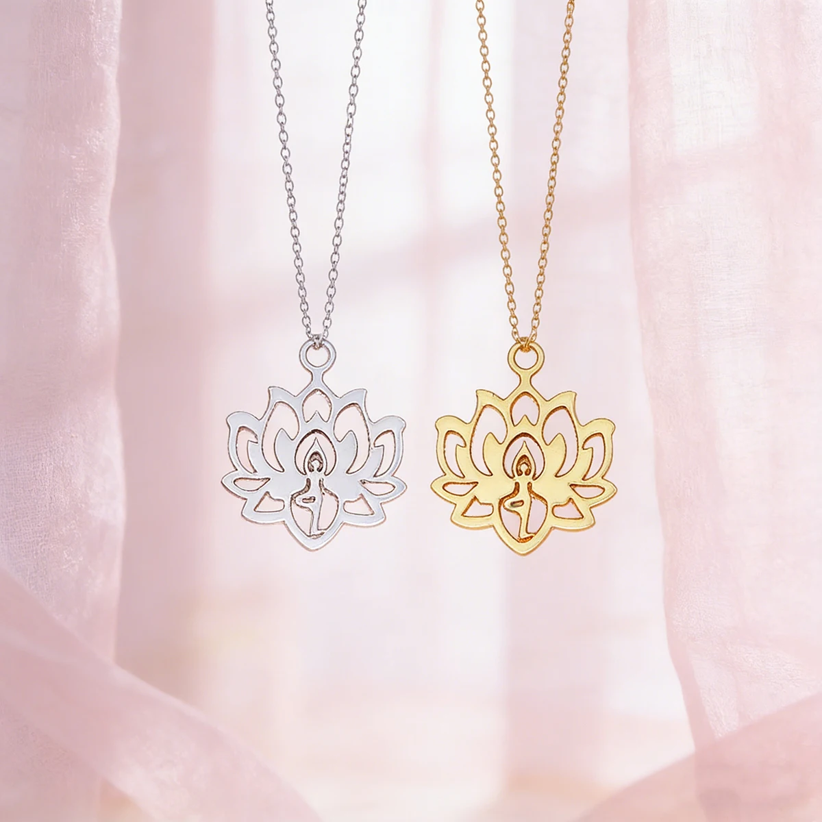 5PCS Elegant Lotus Flower Of Life Pendant DIY Stainless Steel Gift For Women Men Charm Pendant For Bracelet Jewelry Findings