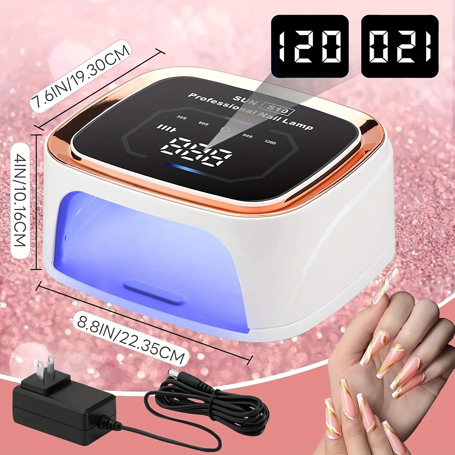 Lampa UV do paznokci z 36 diodami LED, 108W, akumulatorowa, bezprzewodowa, do manicure i utwardzania wszystkich lakierów żelowych w domu, salonie DIY.