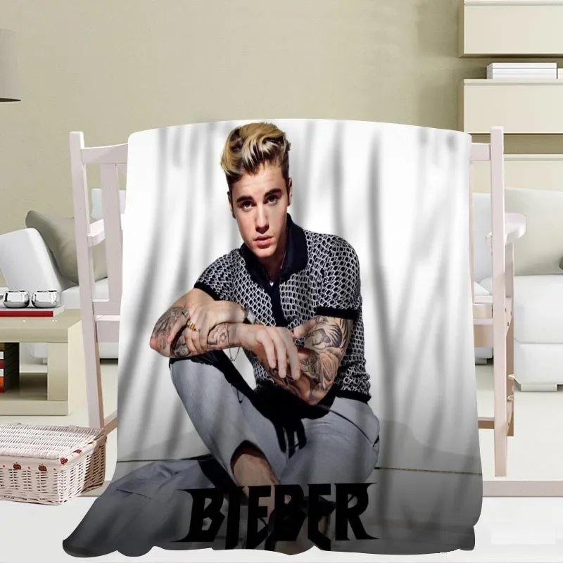 Custom Justin Bieber  Blankets Travel Sofa Coral fleece fabric Blankets Soft Fluffy Warm Sofa Bed Throw Blanket More Size