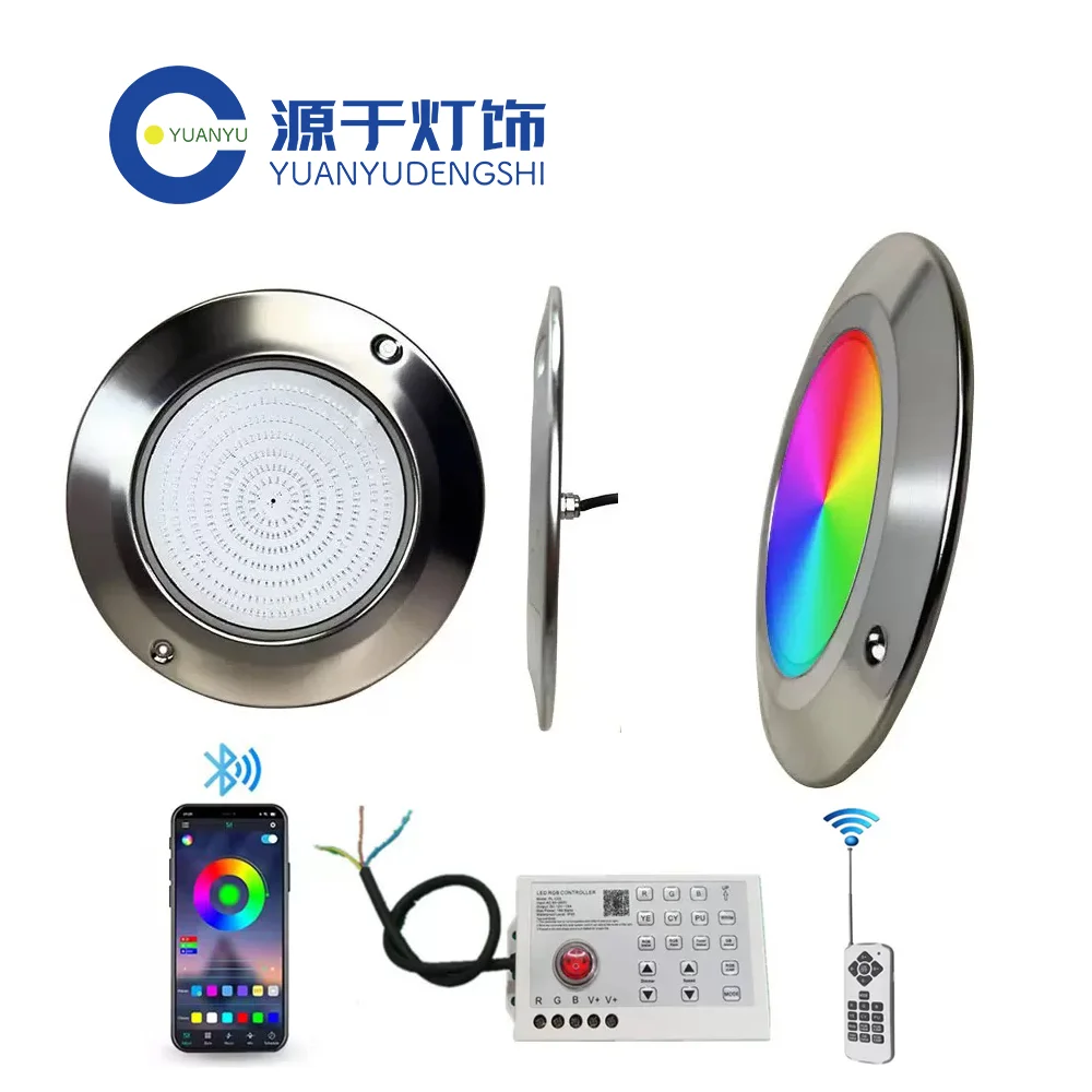 12V Pool Lamp 4 Wires APP Control IP68 RGB Stainless Steel Resin Filled 40W Underwater LED Swimming Pool Lights Spot Piscine LED