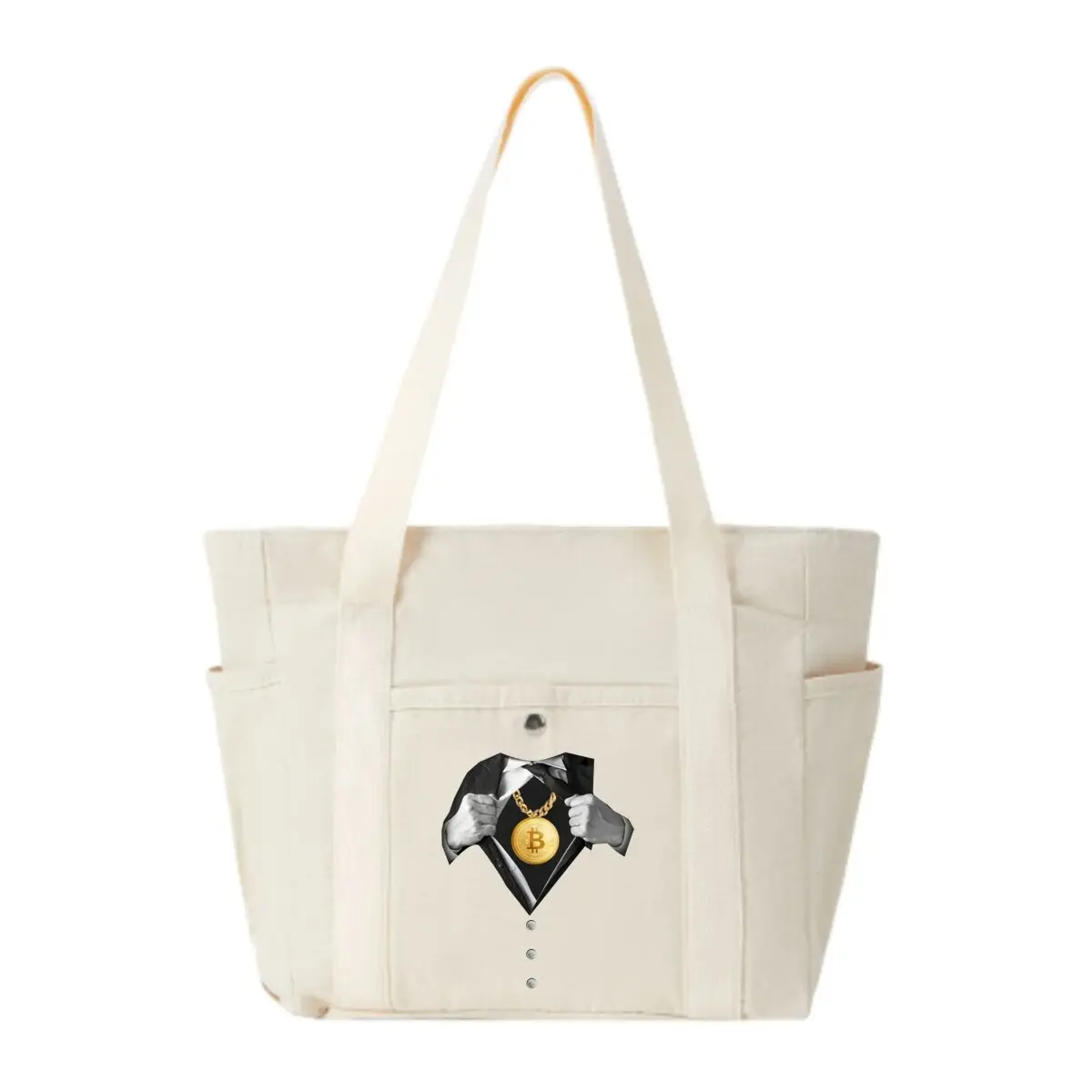 

Bitcoin Superhero Reveal Art Minimalist Canvas Multi-Pocket Shoulder Bag Mori-Style Fresh Commuter Bag