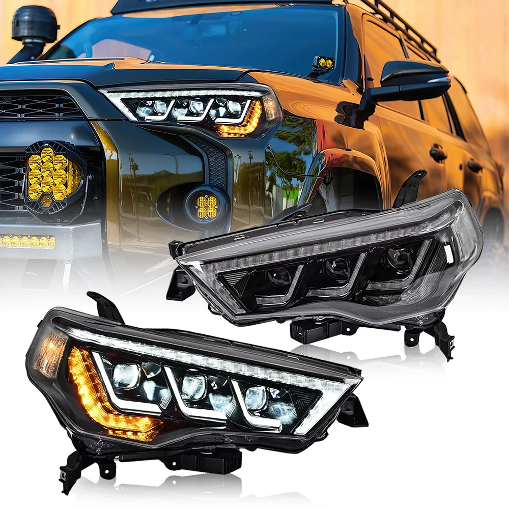 Headlights For Toyota 4-RUNNER 2014-2022 LED A Pair of HeadLamps White Side Light Auto Accessories Start-Up Animation