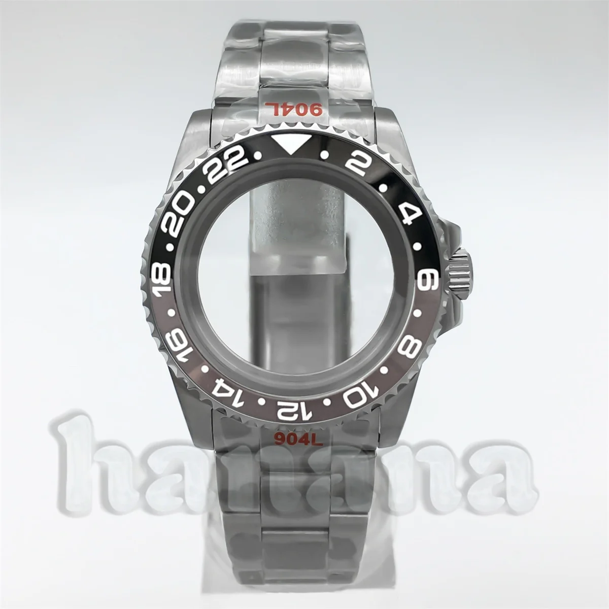 Caixa resistente à água para mergulhador, 38/40mm, preto e cinza, moldura gmt, vidro de safira, adequado para movimento nh34 nh35 nh36 eta2824 pt5000