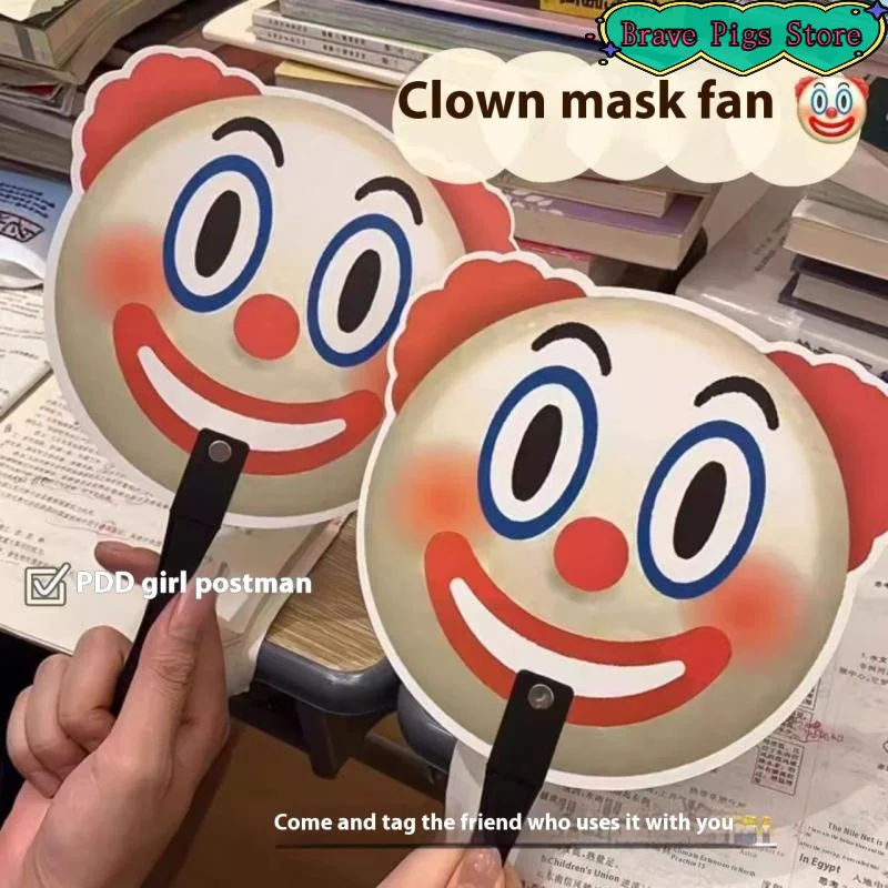 

1Pcs JOKER's Top Pillar Clown Mask Fan Small Round Fan Handheld Fan Student Funny Portable Fan Gifts For Party Decoration