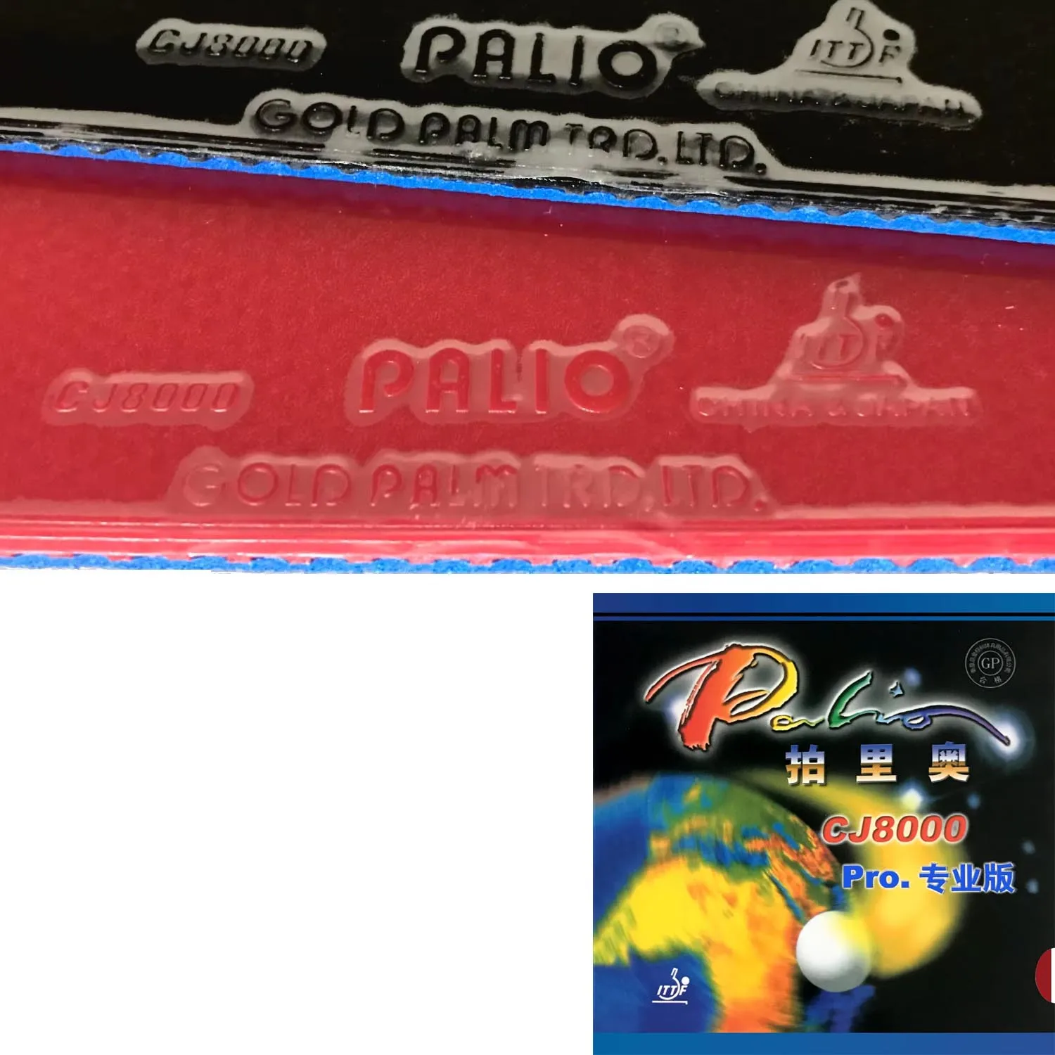Palio CJ8000 pro table tennis rubber sticky rubber with high elastic blue sponge for racket ping pong
