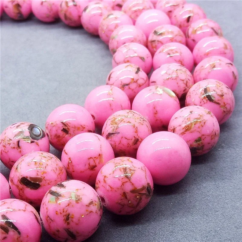 Wholesale Spacer Beads for Bracelet Making Nature Gold Thread Shell Turquoise beads Round Bead Jewelry Handmade 6/8/10mm