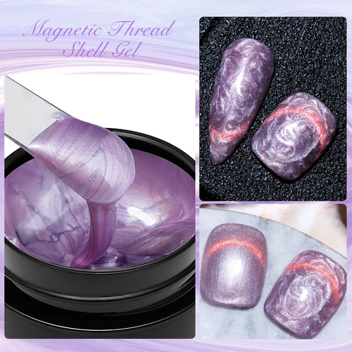 Imagen 2 del producto MEET ACROSS-esmalte de Gel de concha de rosca 3D, Gel de perlas brillantes, manicura para diseño de efecto de Arte de uñas, Gel de Color UV Soak Off, 6ml