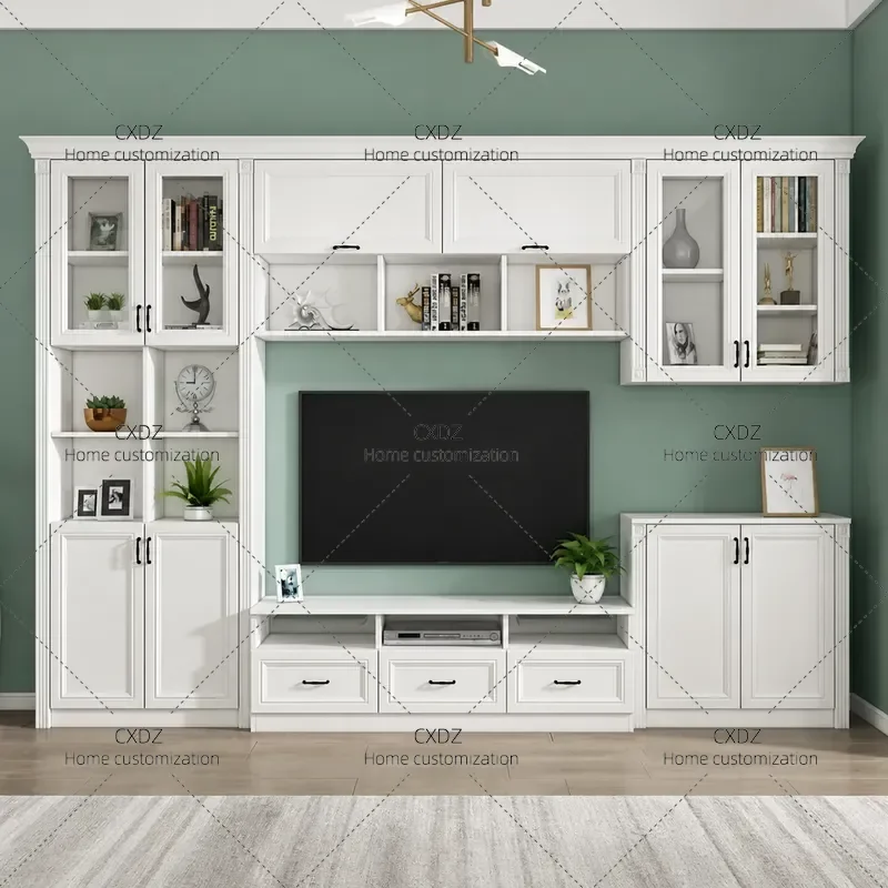 Modern Simple TV Cabinet Wall Mounted Storage Unit Living Room Entertainment Center with Coffee Table Customizable Home