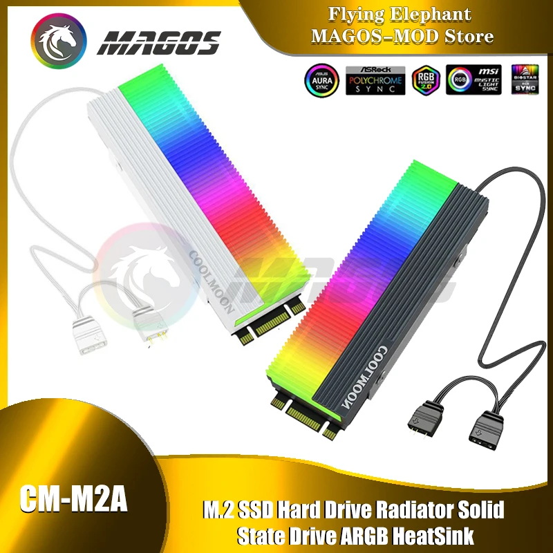 

CoolMoon M.2 SSD 2280 ARGB Heasink M.2 Solid State Drive RGB Radiator Hard Drive Cooling Vest 5V M/B SYNC