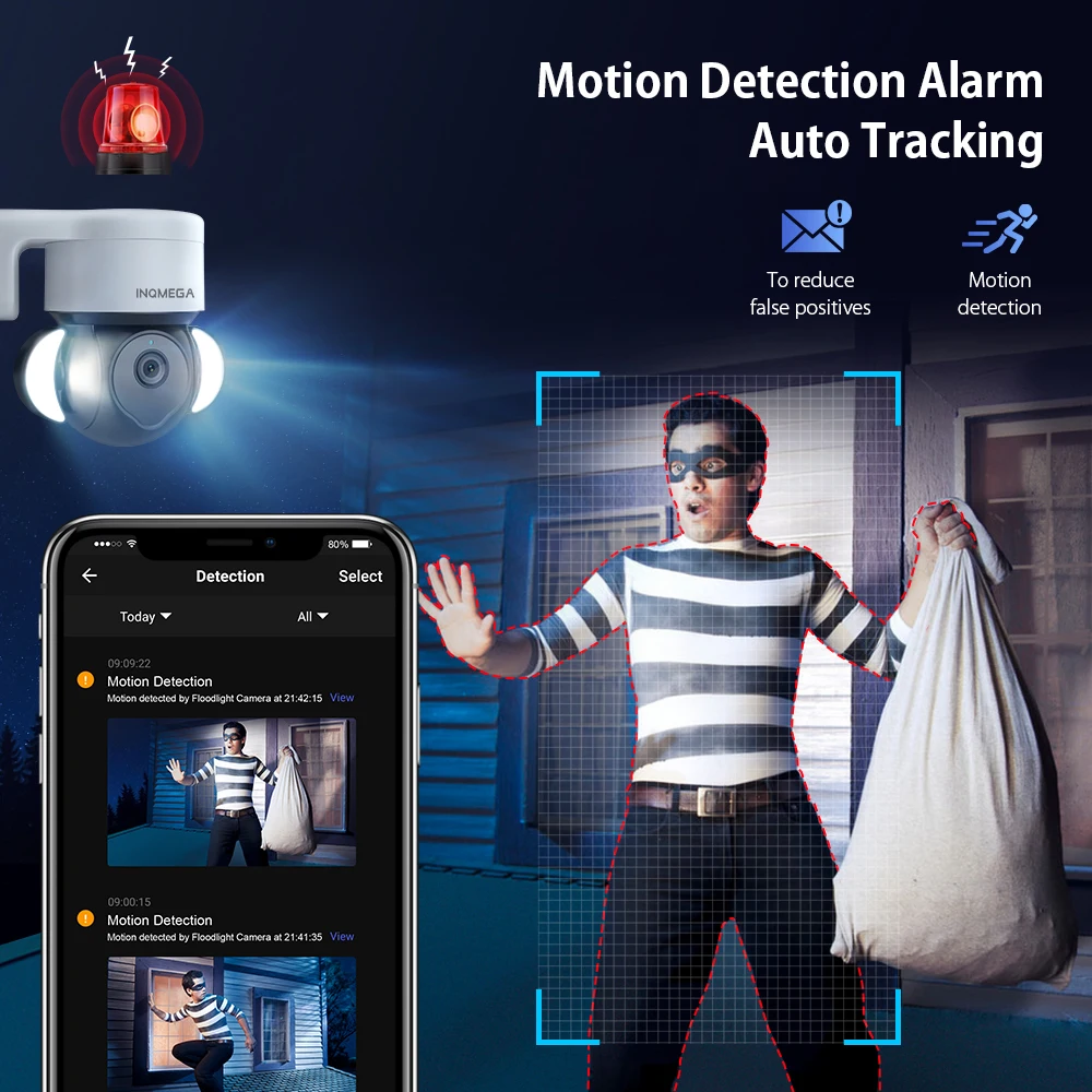 INQMEGA-Caméra de surveillance intérieure PTZ IP WiFi HD 5MP (Tuya), dispositif de sécurité sans fil, avec suivi des mouvements intelligents et
