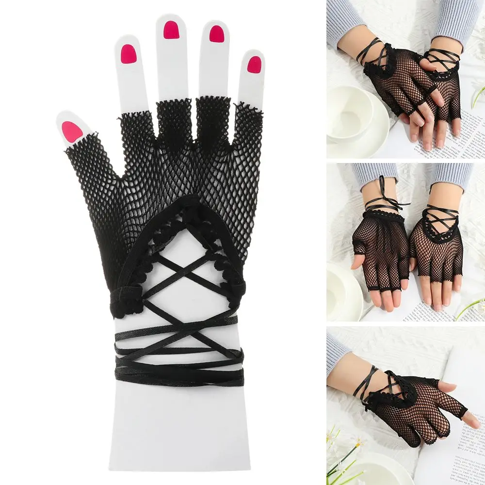 

Party Costume Goth Lolita Style Lace Wrist Band Lace Gloves Sexy Mittens Fingerless Gloves Fishnet Mesh Lace