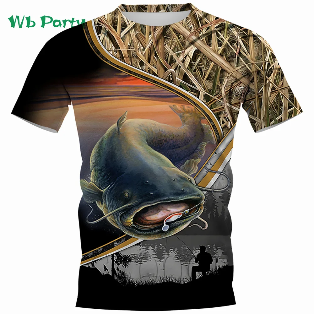 Summer Vintage Fish Print Clothes O-Neck Men Vintage Clothes T-shirts Shirts Graphic Tee Short Sleeve Tee T-shirt for Men Tops