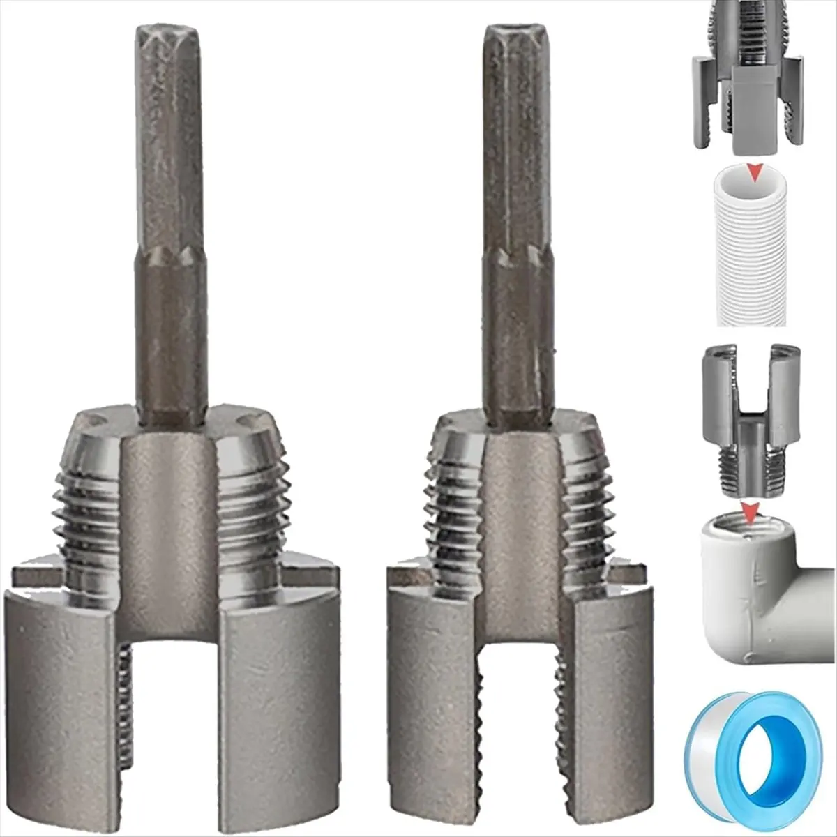 MALL Pipe Threading Tool, Integrated Internal & External Pipe Threading Tool, Pipe Threader Kit for 1/2Inch & 3/4Inch Pipe