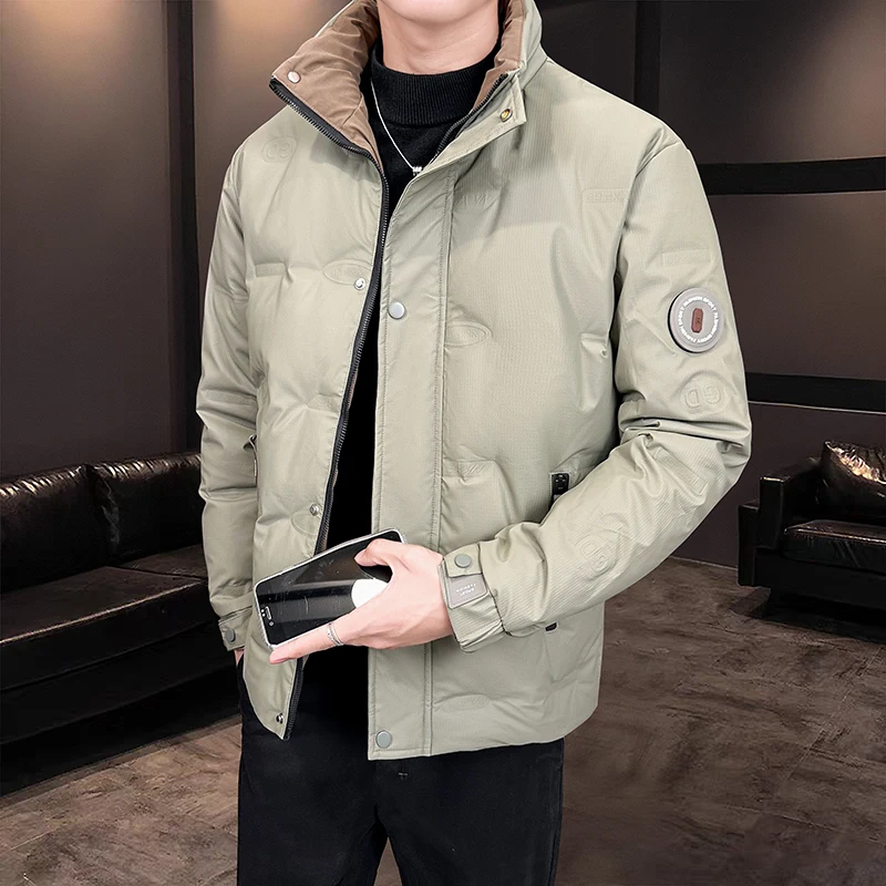

Stand-up Collar Jacket Couple Down Jacket Men's Short Casual and Loose Jacket Fashionable Down Jacket White Duck Down Warm Coat
