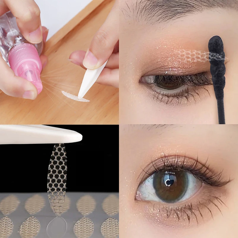 240pcs Invisible Double-fold Eyelid Sticker Natural Eye-Lift Mesh-Lace Transparent Invisible Self-adhesive Eyelid Tape Sticker