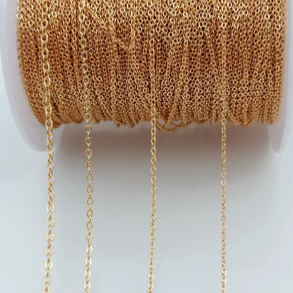 

Полуфабрикат браслет и ожерелье из 14-каратного золота с усиленной плоской цепочкой, модный аксессуар ручной работы «сделай сам»