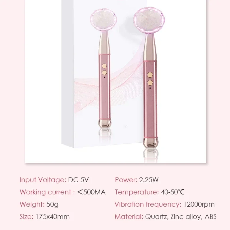 LED Vibrating Beauty Wand Face Massager Electric Vibrating Rose Quartz Facial Roller Face Lifting Body Face Gua Sha Jade Roller