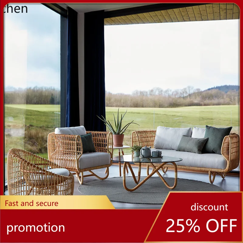 ZML Outdoor Rattan Woven Sofa Courtyard Waterproof Sunproof Terrace Villa Hotel Sofa