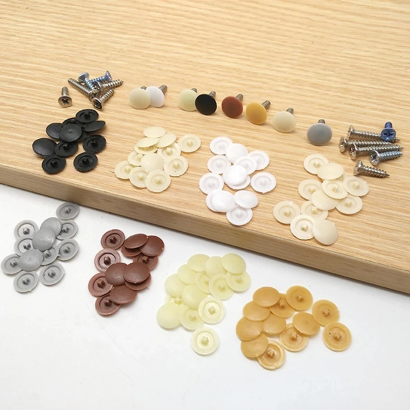 100pcs/bag Plastic Nuts Bolts Covers Exterior Protective Caps Practical Self-tapping Screws Decor Cover Furniture Hardware