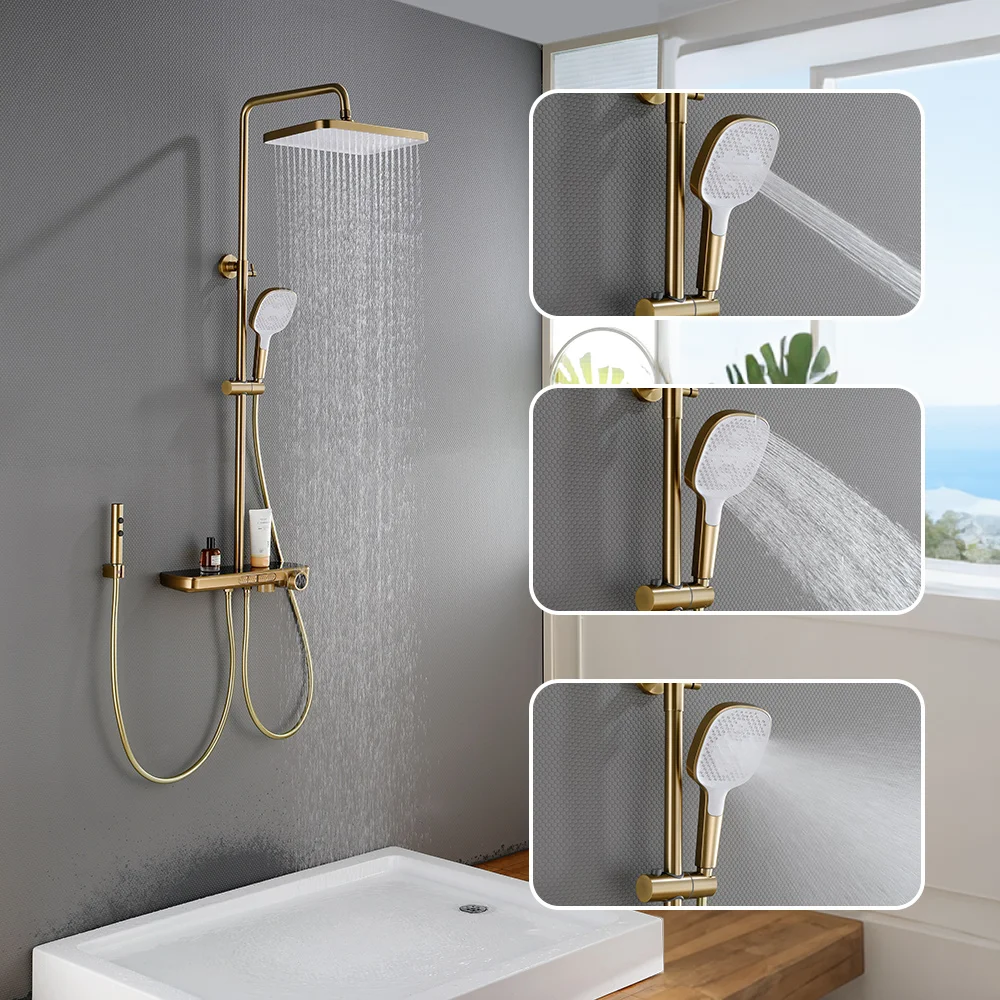 

Modern High End Digital Display Shower Full Set Rainfall Shower System Rain Bathroom Faucet Mixer Thermostatic Valve Shower Taps