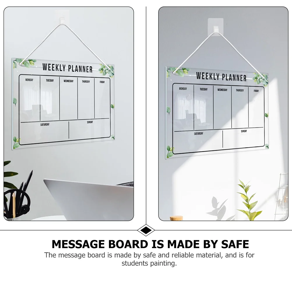 Daily Planner Board Clear Dry Erase for Wall Erasable Memo Acrylic Writing Rewritable Office with Lanyard