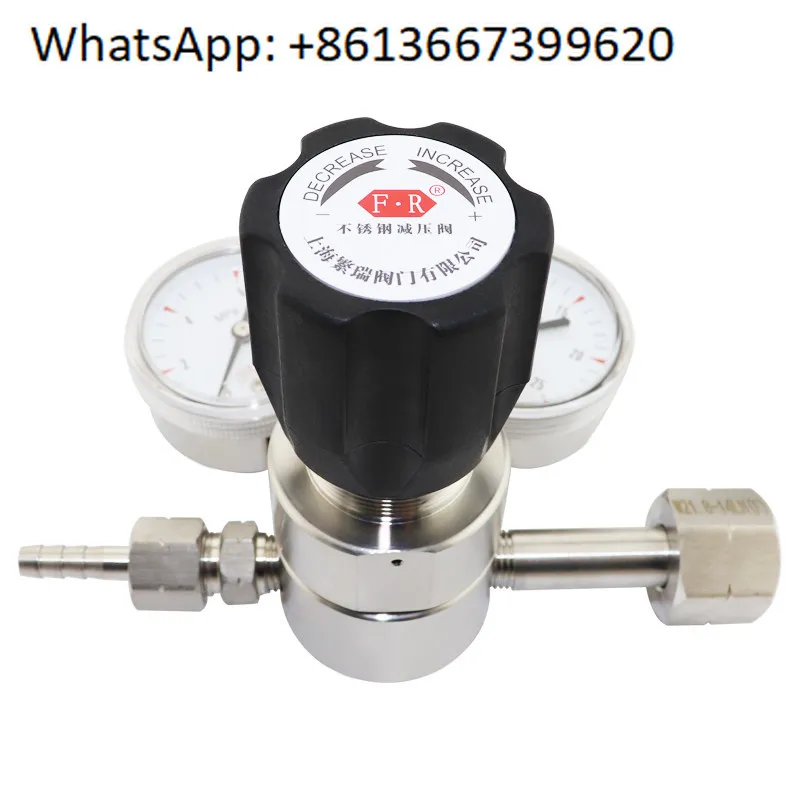 Stainless steel hydroge-n pressure reducing valve YQ13R-6R high-pressure gas cylinder pressure reducer 316L dual gauge regulator