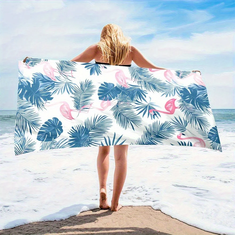 Beach Towel Floral and Flamingo Pattern Sun Protection and Windproof Suitable for Beach Pool Camping Travel Beach Blanket