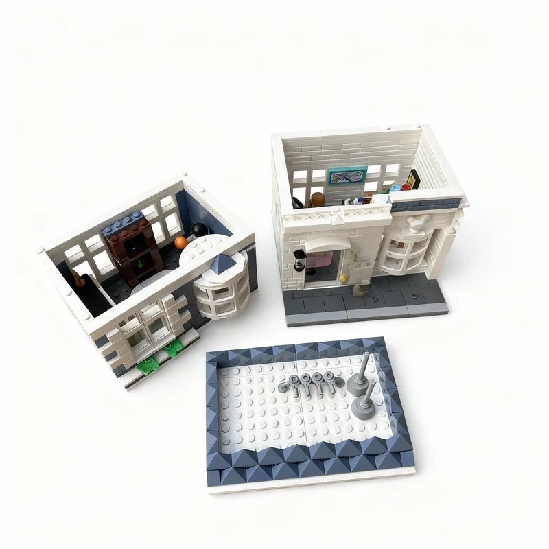 768 elementów MOC Sklep z Artykułami Plastycznymi Mini Modularny Model Uliczny Zestaw Klocków Prezent na Boże Narodzenie Architektura DIY Kreatywna Pomysłowość