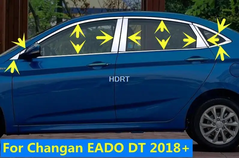 

For Changan EADO DT 2018 2019 Stainless Steel Car Door Glass Window Pillar Frame Cover Middle Column Garnish Trims Accessories