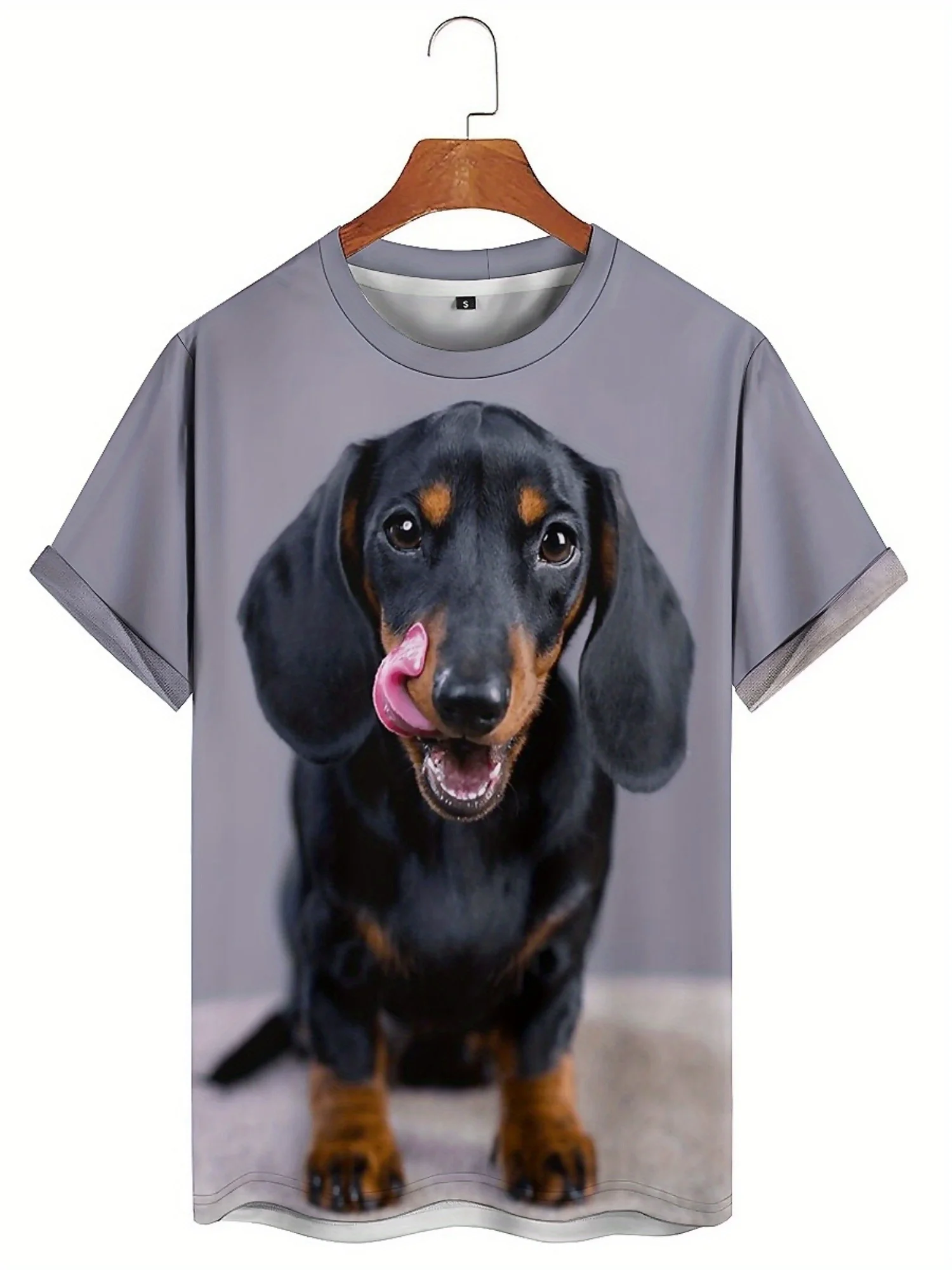 Men's Summer Fun 3D Dachshund Print T-Shirt | Cool Hip-Hop Style | Breathable & Comfortable Polyester Fabric