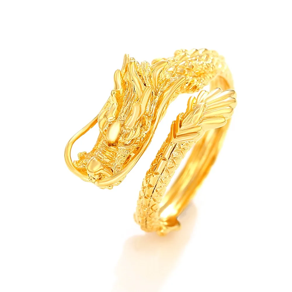 

Vintage Dragon Unisex Open Rings Rings Alloy Adjustable Ring 24K Golden Plated Chinese Style