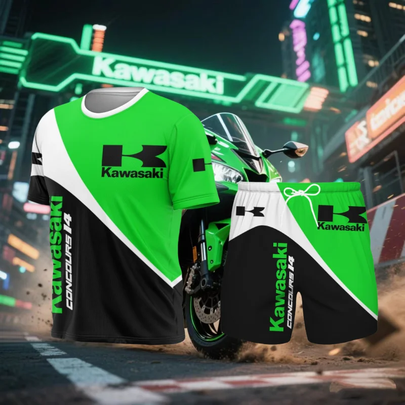 

Kawasaki Summer Hot Selling Quick Drying Breathable Shorts Short Sleeve Set Summer Thin Outdoor Cycling Comfortable Short Set