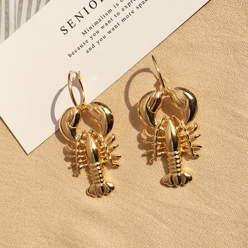 Pendientes de langosta océano exagerados para mujer, joyería para mujer, regalos de fiesta a la moda, accesorios exquisitos con personalidad RG0193