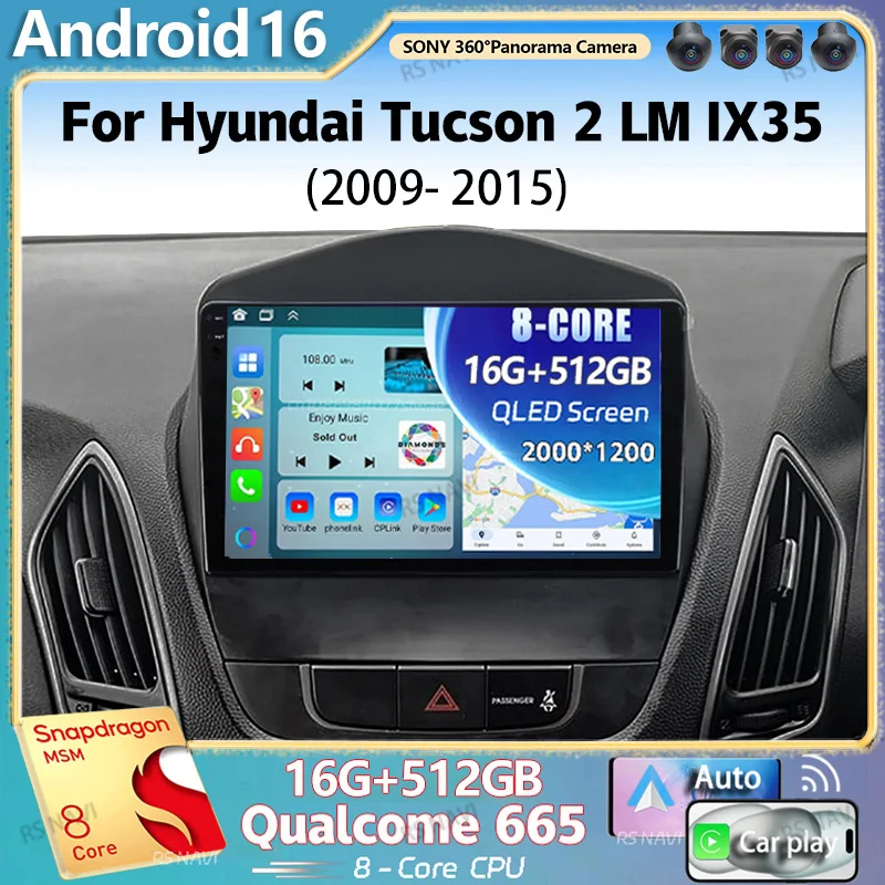 Android 16 Für Hyundai Tucson 2 LM IX35 2009-2015 2K QLED Android Autoradio Multimedia-Videoplayer GPS Stereo CarPlay