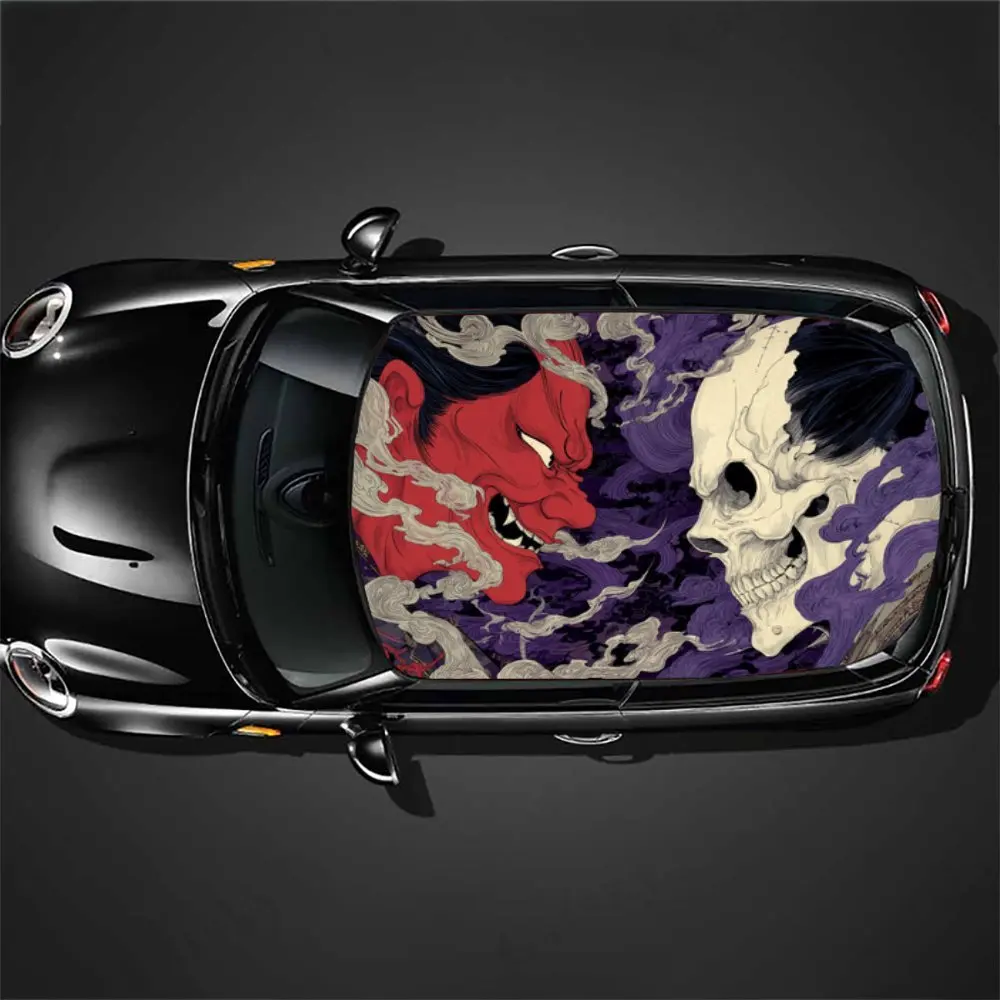 ملصق سقف السيارة Nether Ghost Confrontation، ملصق فينيل للسيارة ذاتي اللصق من مادة PVC المقاومة للماء، ملصقات حماية لتزيين السيارة، E #5