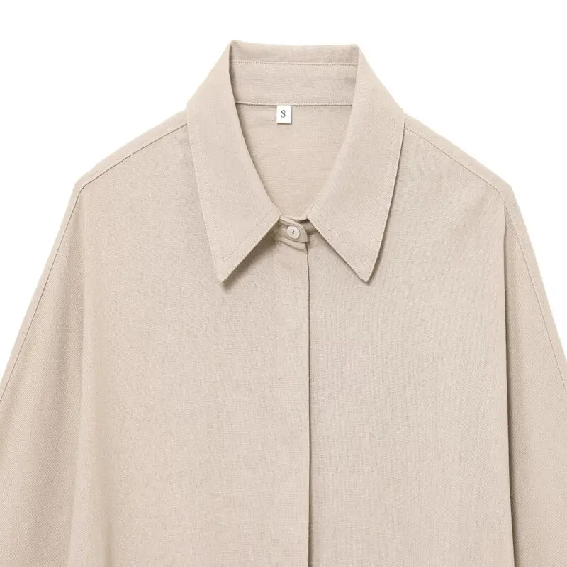 Spring 2025 Women's Faionable Long Sve Linen Blend irt Dstring Design Versatile Loose Fit irt New Arrival