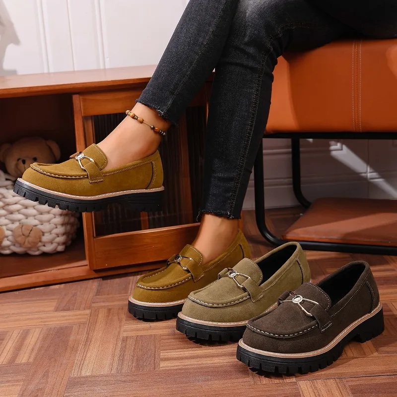 2025 حار بيع أنيقة سميكة القاع حذا فردي للسيدات ربيع الخريف جولة رئيس سميكة القاع مريحة أحذية عصرية غير رسمية #1