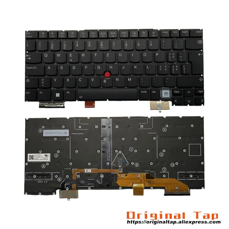 SWS Swiss Backlit Keyboard for Lenovo Thinkpad X1 Carbon Gen 12 th SN21K90082 SN21K90024