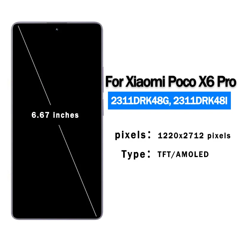 Pantalla AMOLED para Xiaomi Poco X6 Pro LCD Display Touch Screen Digitizer para Poco X6 Pro 2311DRK48G LCD Screen Repuesto 2