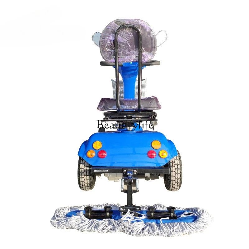 

3Driving-type electric dust push and pull truck High-speed rail commercial three-wheeled floor cleaner
