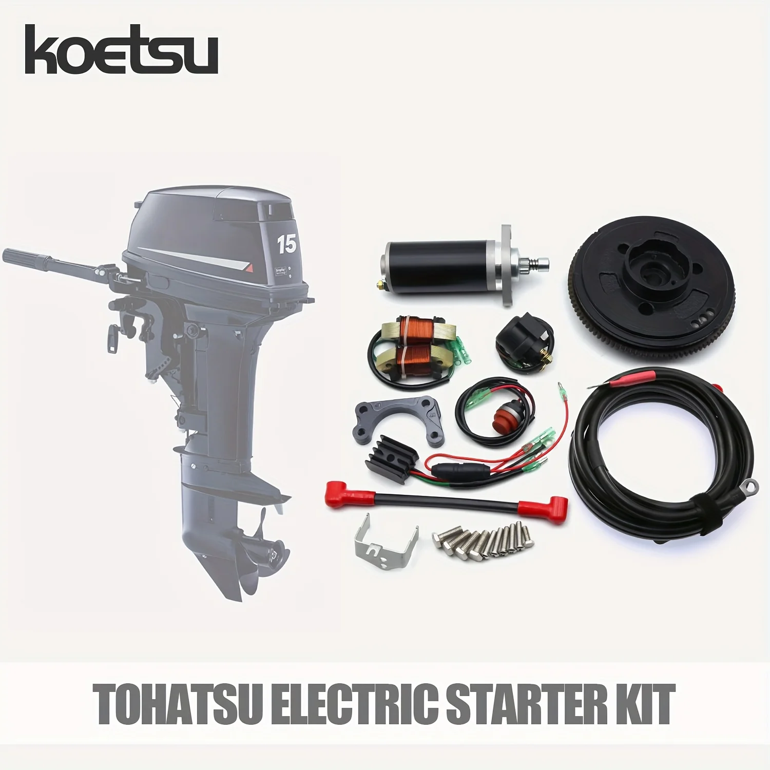 KOETSU Electric Starter Kit - For TOHATSU Outboard Boat Engine Parts Kit 2-Stroke 4-Stroke 9.8-30 HP
