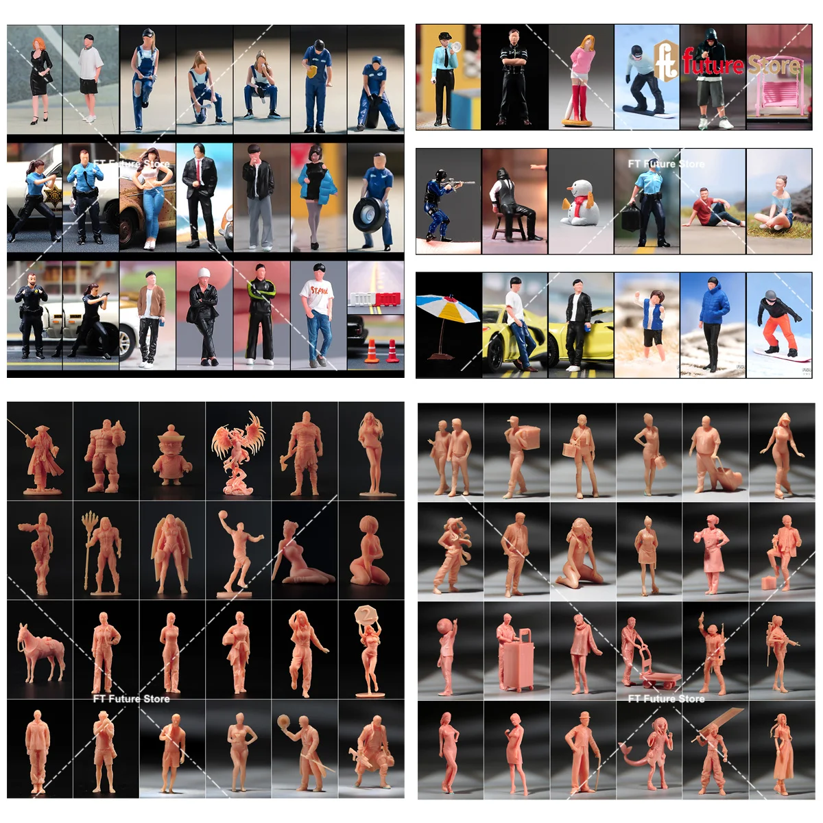 DIY 블라인드 박스 5/10개/세트 1/64 1/87 1/43 페인팅 미니어처 피규어 남성 여성 미니 인형 장면 소품 모델 자동차 장식용