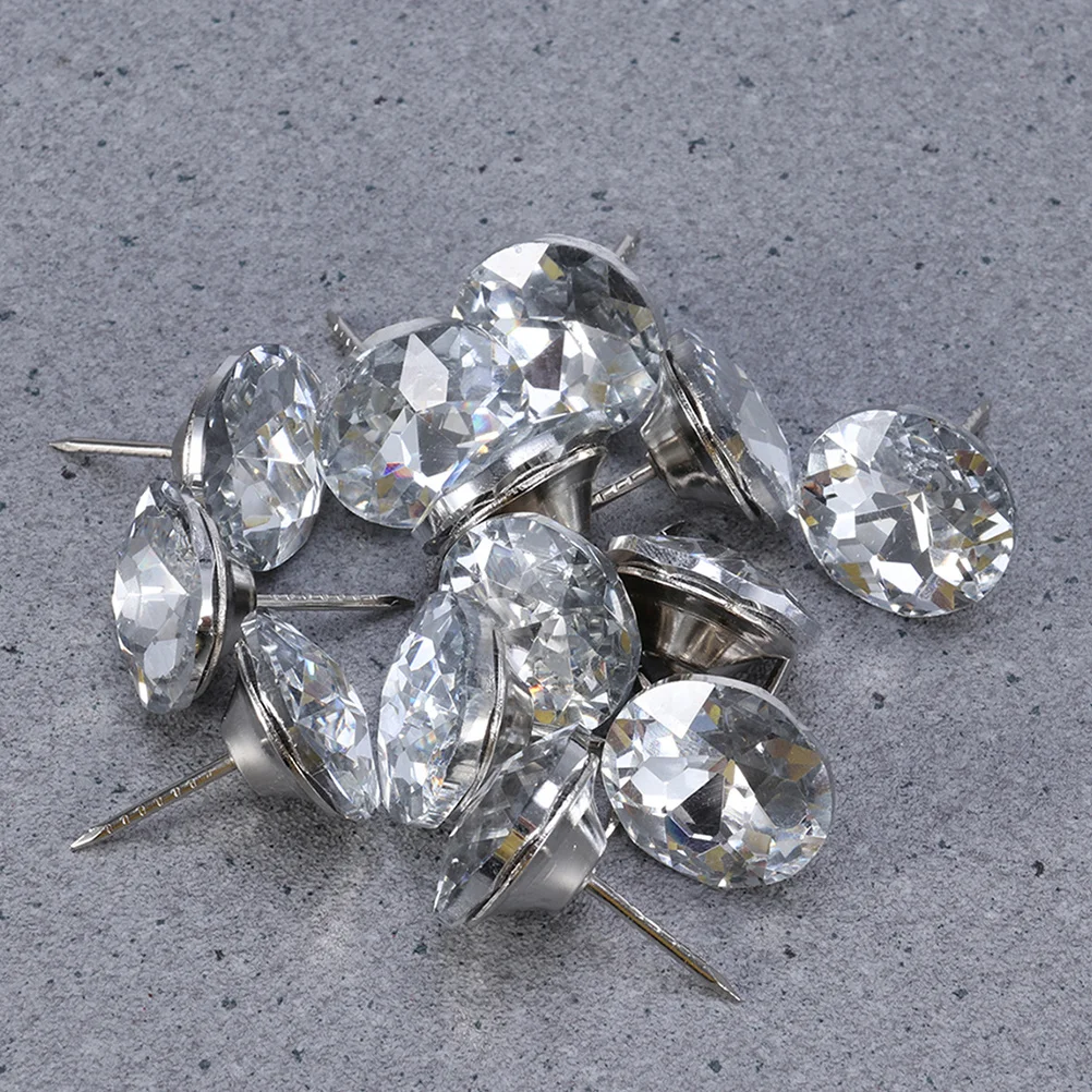 

100Pcs Decorative Upholstery Buttons Smooth Edge Crystal Tacks for Sofa Headboard Furniture DIY Craft Romantic Room Shine
