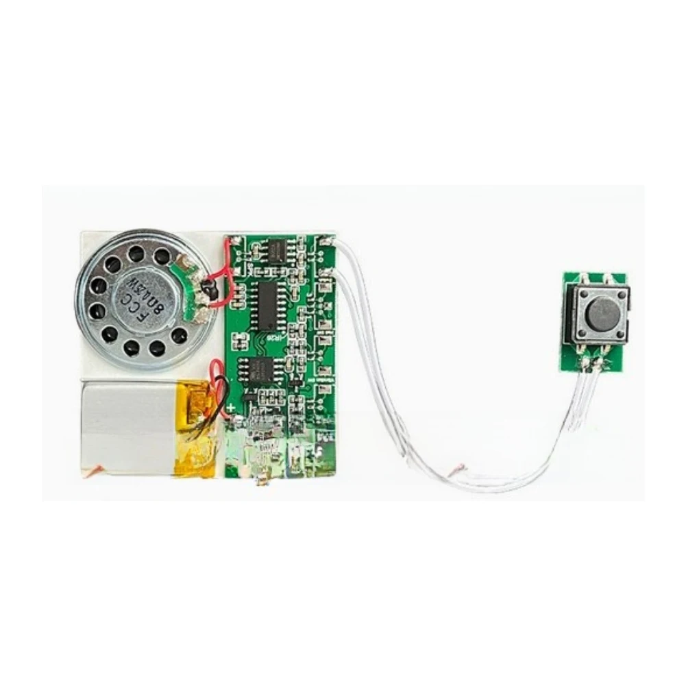 Voice Module MP3 Sound Effect Chip 8MB Audio Recorder for DIY Crafts with Button Light Magnetic Trigger Support