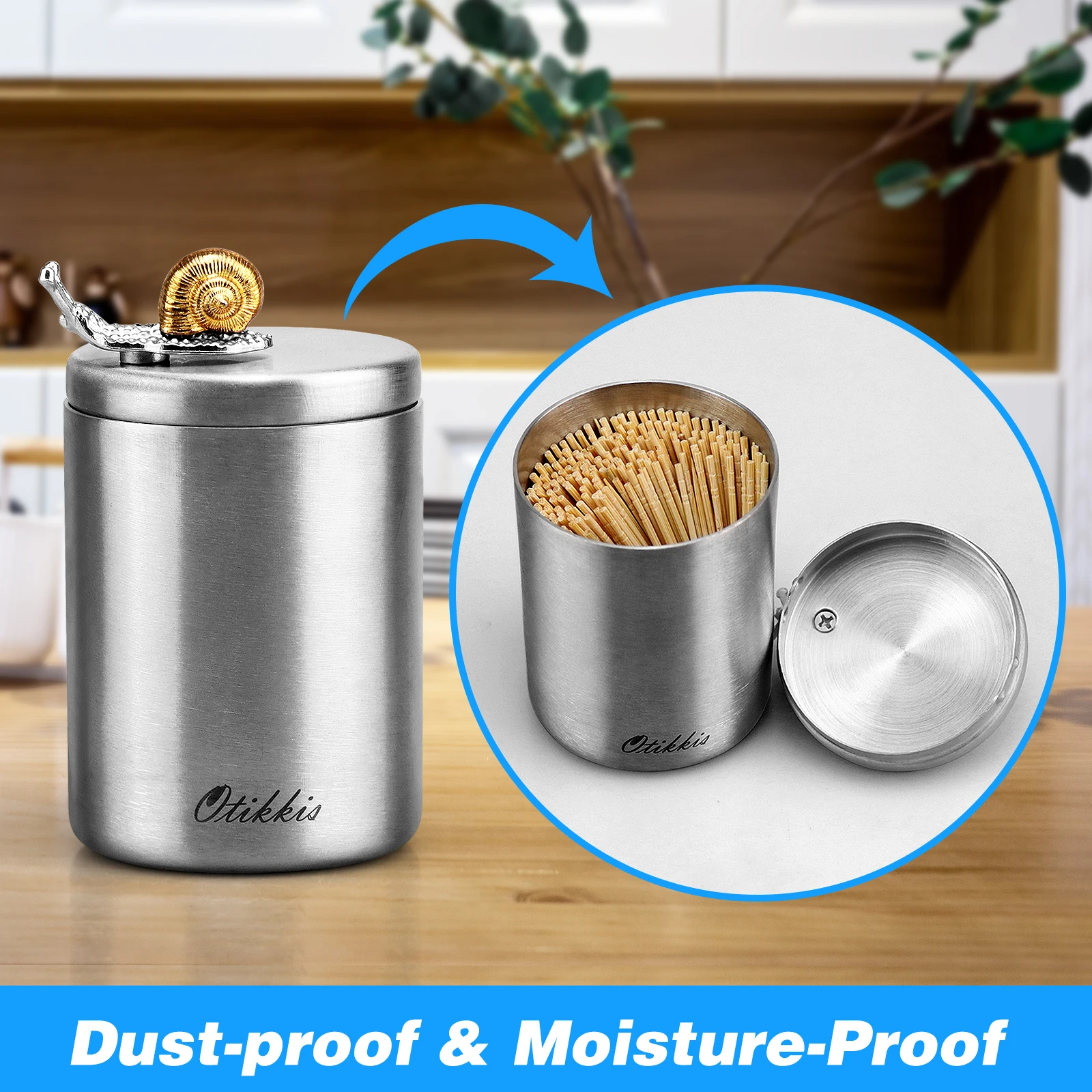 Creative Dust-proof  Stainless Steel Toothpick Holder Dispenser