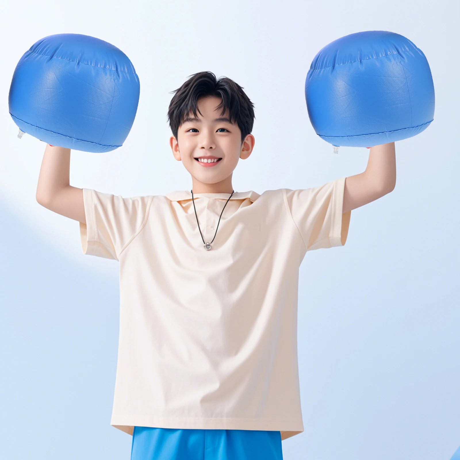 

1 Pair Inflatable Boxing Gloves Lightweight Blow Up Mitts Quick Inflation For Kids Adults Fun Sports Game Fitness Exercise